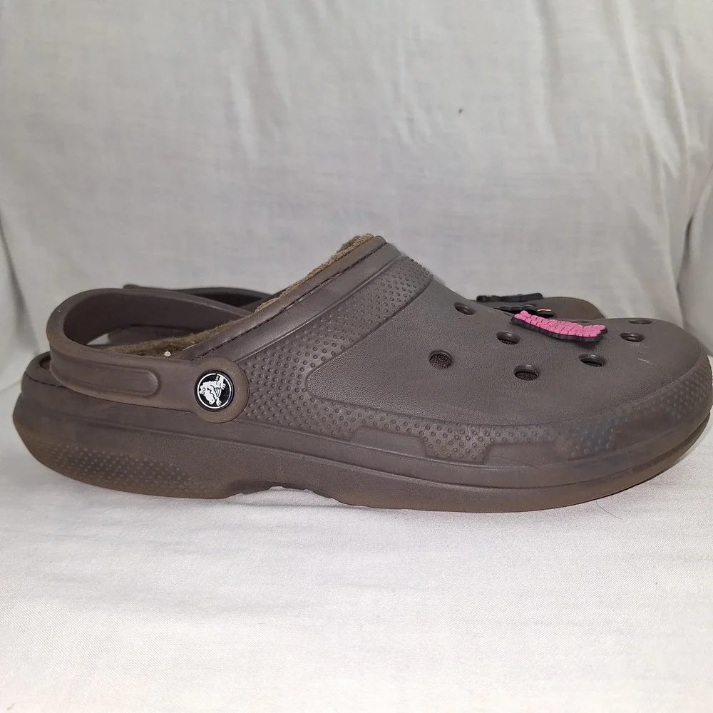 Crocs Brown 11 Classic Faux Fur Lined Clogs Men 203591 Chocolate Plush Interior